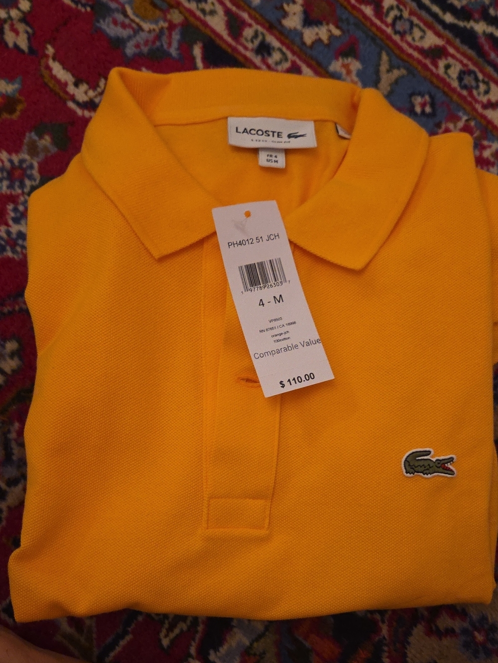Orange Lacoste Mens L.12.12 Pique Slim Polo Shirt